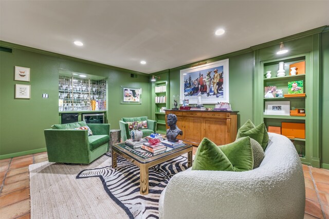 view of tiled living room