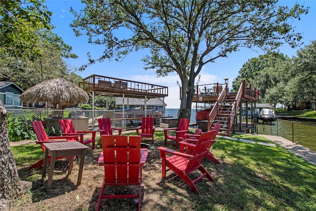 view of yard with a wooden deck