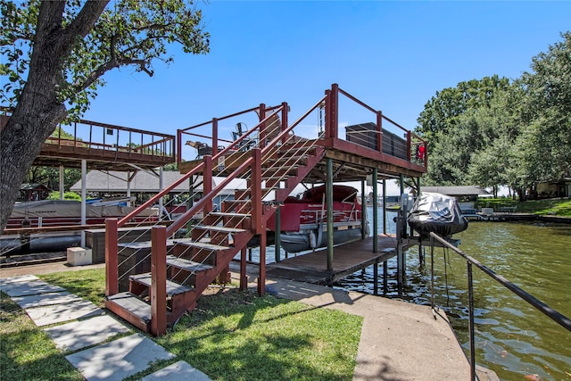 view of dock featuring a water view