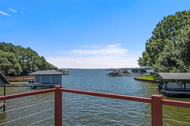 dock area featuring a water view