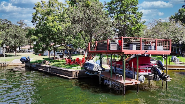 view of dock featuring a water view