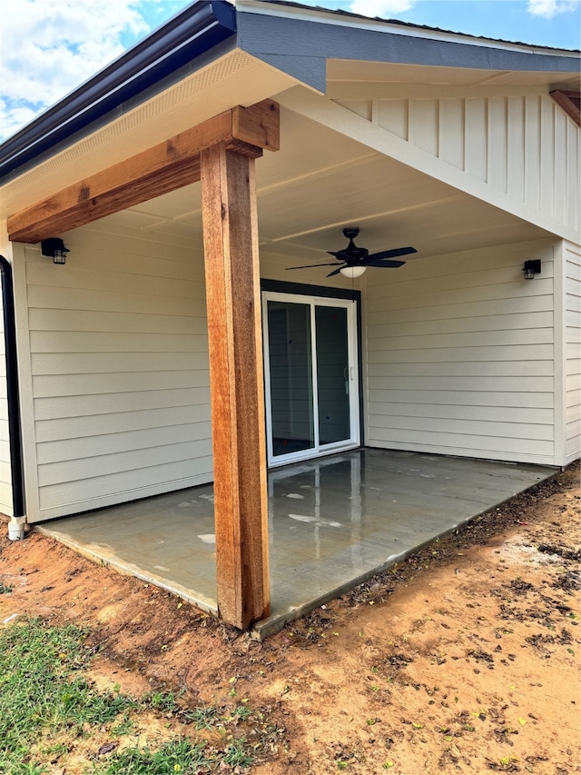 view of patio / terrace featuring ceiling fan