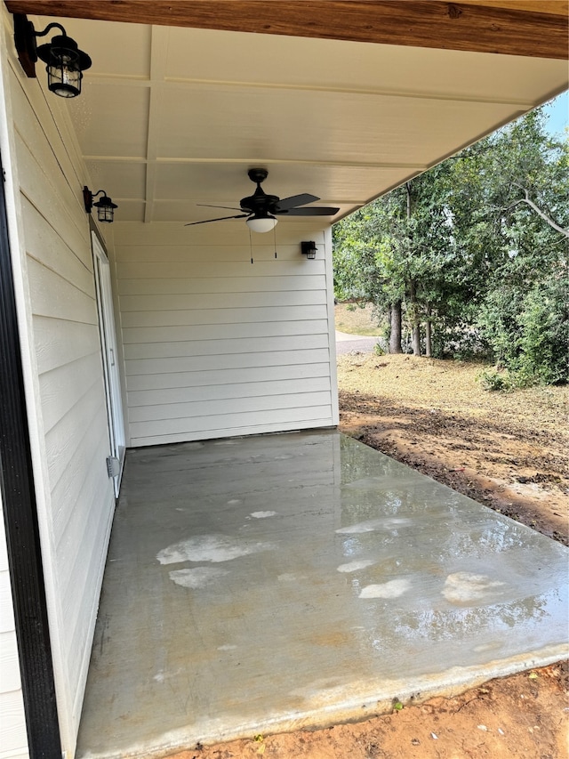 view of patio / terrace featuring ceiling fan