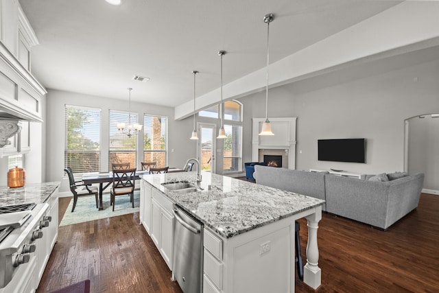 kitchen with white cabinetry, dark wood-type flooring, and dishwasher