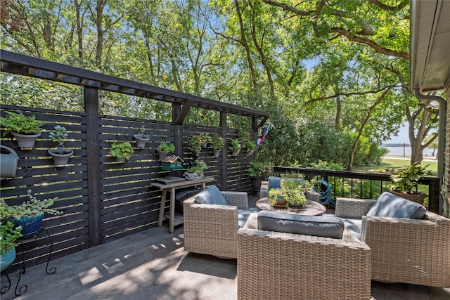 exterior space featuring an outdoor living space