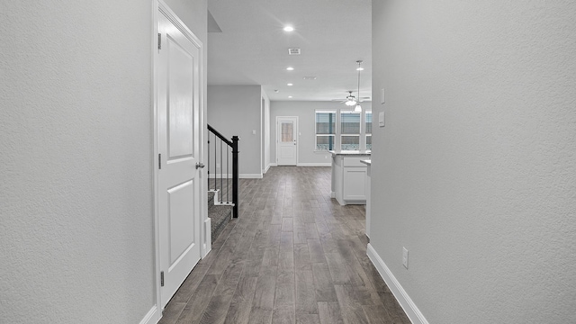 hall featuring hardwood / wood-style flooring