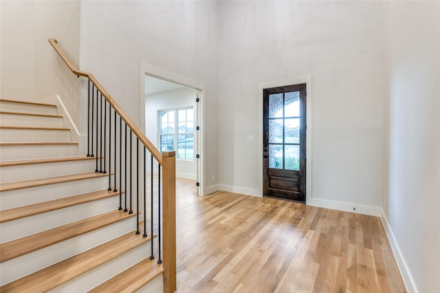 foyer with light hardwood / wood-style flooring