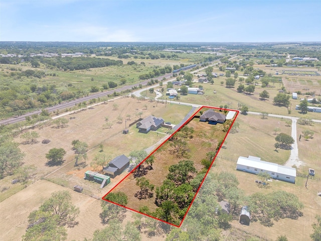 aerial view featuring a rural view