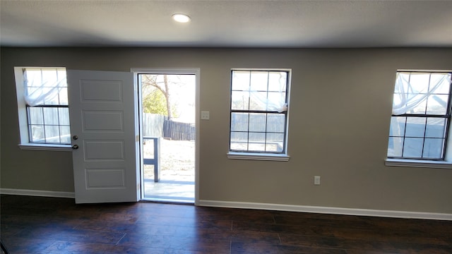 foyer entrance with dark hardwood / wood-style flooring