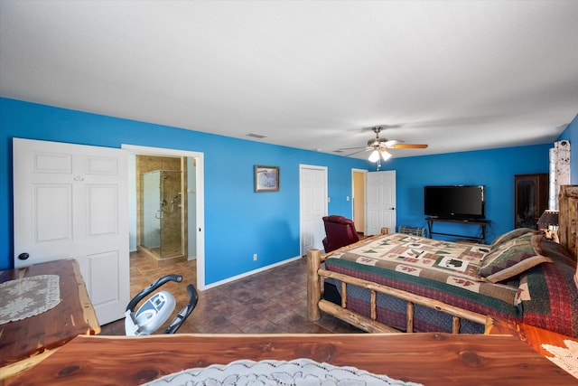 bedroom featuring ceiling fan