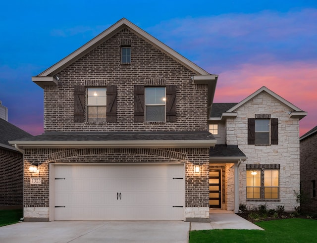 view of front property with a garage