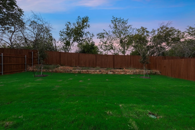 view of yard at dusk