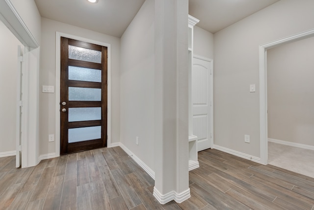 foyer entrance featuring wood-type flooring