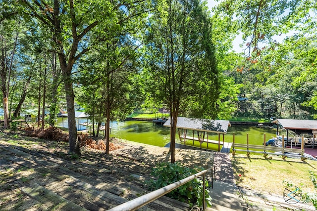 view of yard with a water view