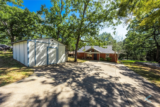 exterior space with an outbuilding