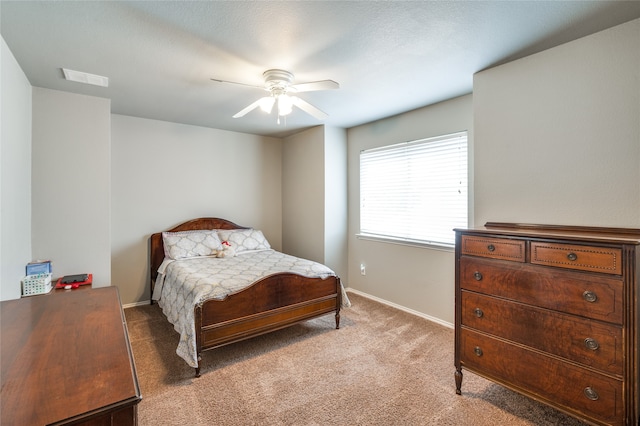 bedroom with carpet and ceiling fan