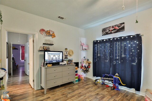 recreation room featuring hardwood / wood-style flooring