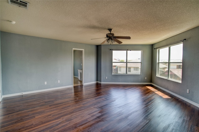 unfurnished room featuring hardwood / wood-style flooring, a textured ceiling, and ceiling fan