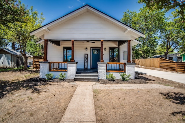 bungalow-style home featuring covered porch