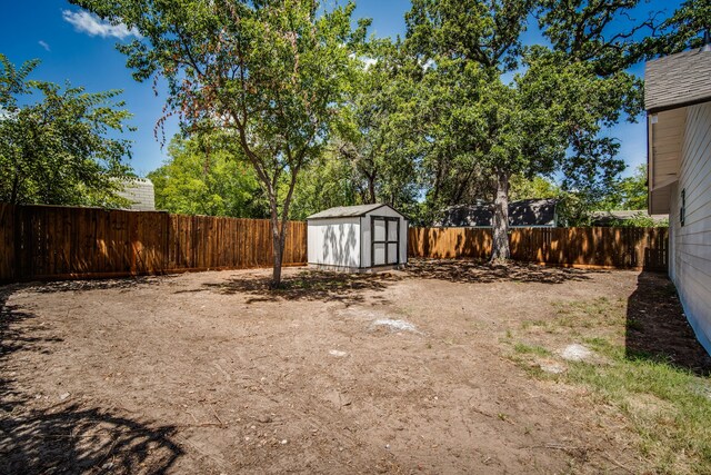 view of yard with a storage unit