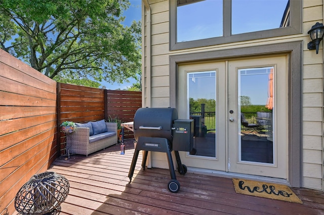 deck featuring french doors