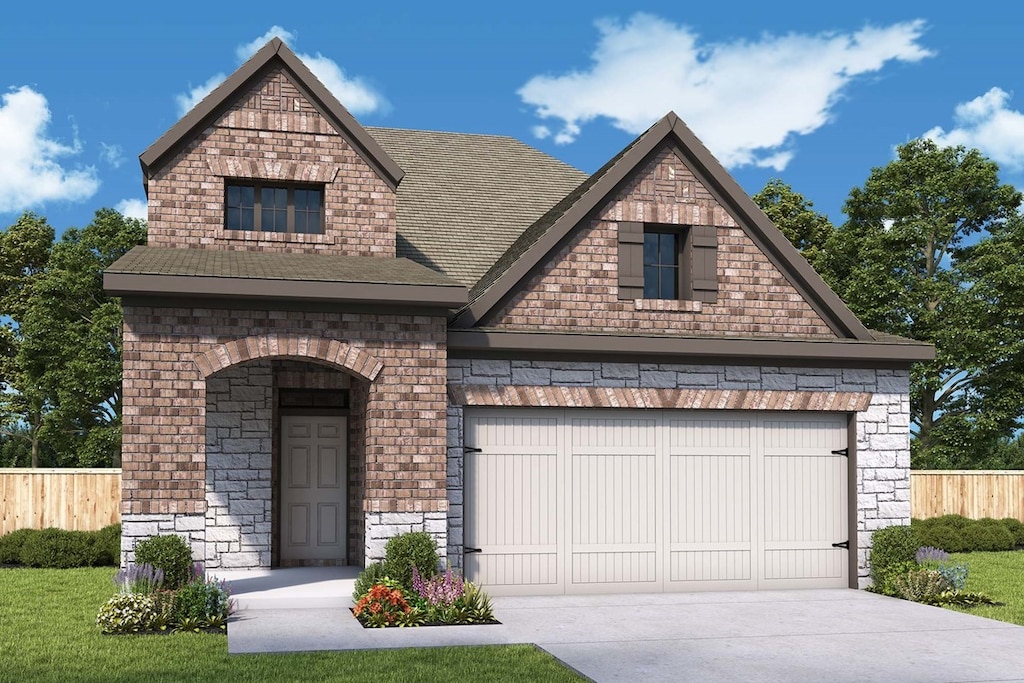 4331 Anglers Way, Royse City, TX 75189 - view of front of home with stone siding, concrete driveway, roof with shingles, and a garage