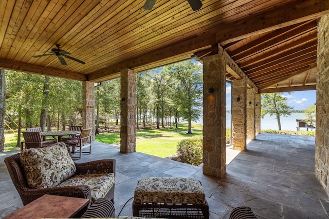 view of patio with ceiling fan