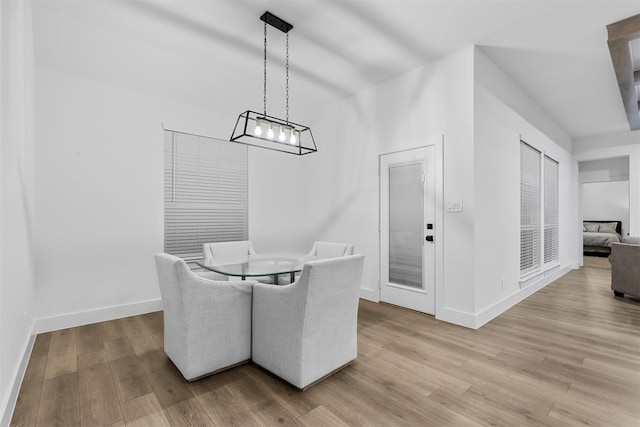 dining space featuring light hardwood / wood-style flooring