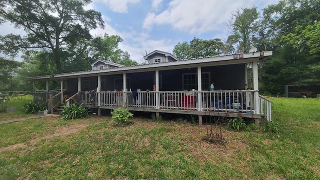 rear view of property with a yard