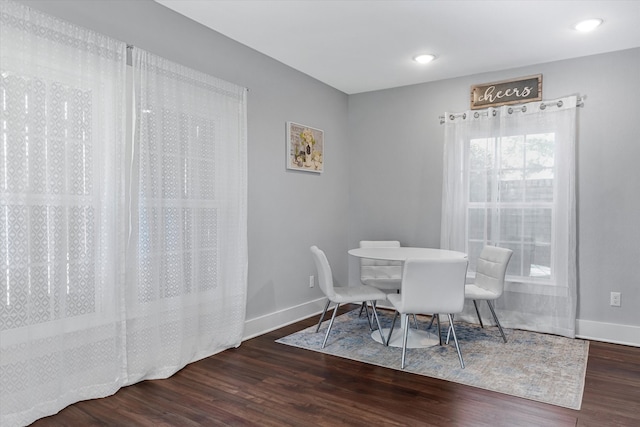 dining space featuring hardwood / wood-style flooring