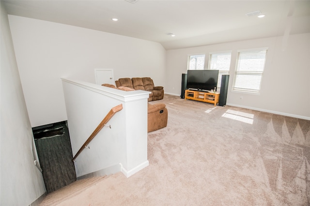 living room with light carpet