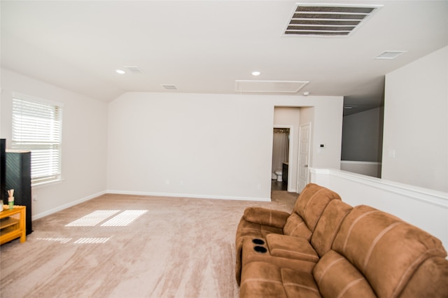 living room with light colored carpet