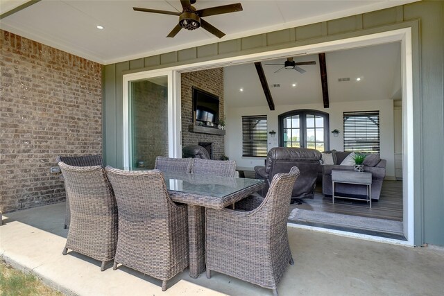 view of patio / terrace with ceiling fan