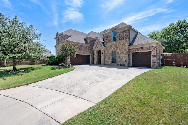 view of front of home with a front lawn