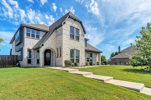 view of front of home featuring a front lawn