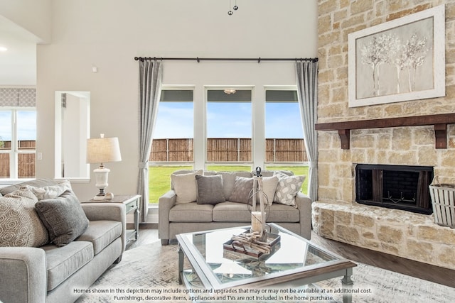 living room featuring hardwood / wood-style floors and plenty of natural light