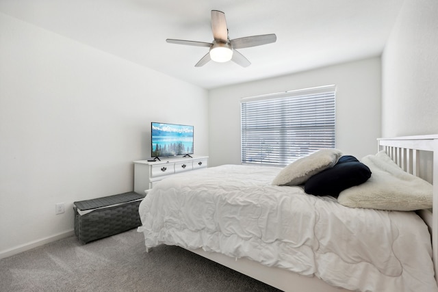 bedroom with carpet floors and ceiling fan