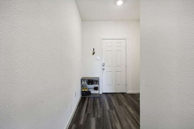 laundry room featuring dark hardwood / wood-style flooring