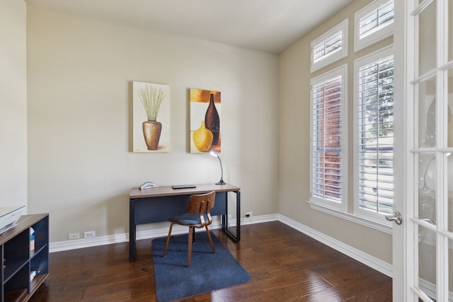 office featuring dark hardwood / wood-style floors