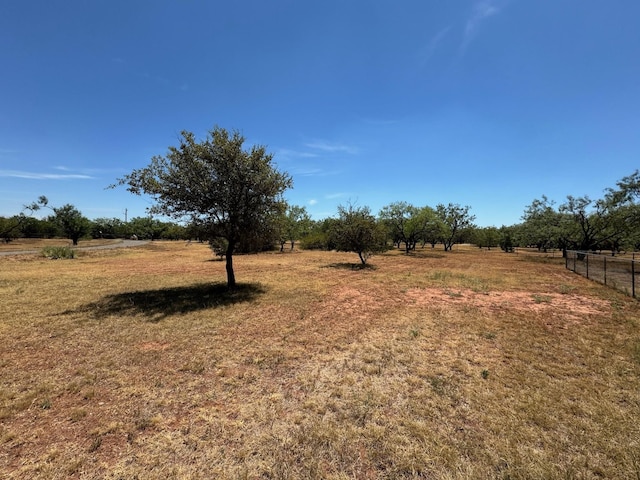 view of yard with a rural view and fence