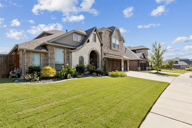 view of front of home with a garage and a front yard