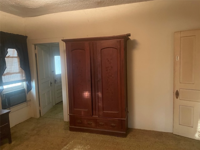 unfurnished bedroom with carpet and a textured ceiling