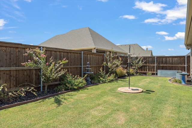 view of yard featuring a fenced backyard