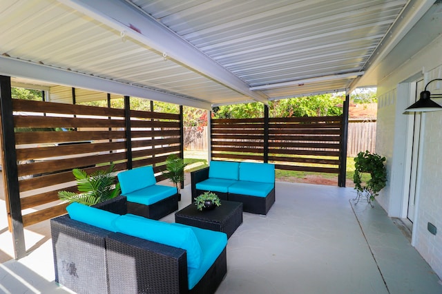 view of patio featuring an outdoor living space