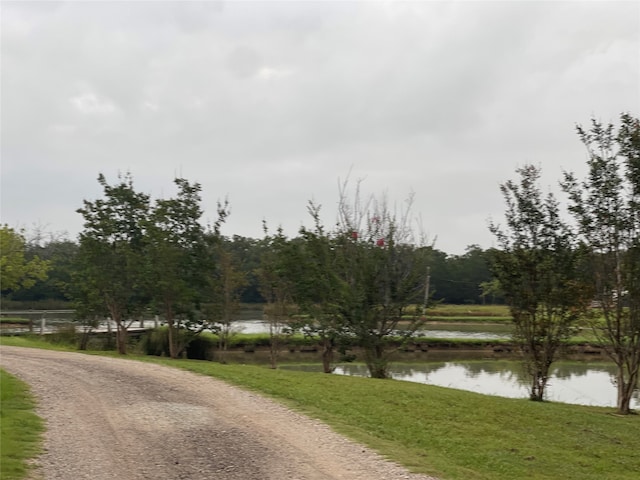 view of street featuring a water view