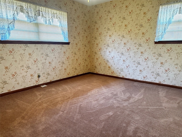 unfurnished room featuring carpet