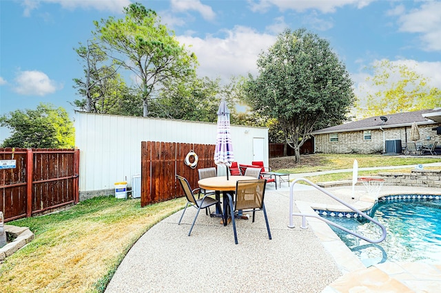 view of patio / terrace featuring central AC unit