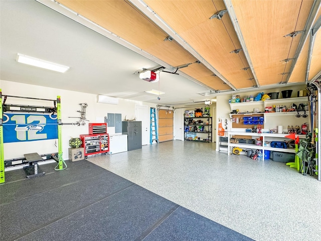 garage with a garage door opener