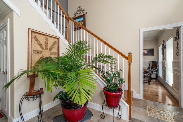 interior space featuring crown molding