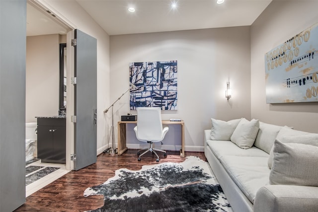 office area featuring dark hardwood / wood-style flooring